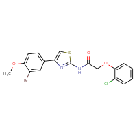 Chemical structure of N-[4-(3-bromo-4-methoxyphenyl)-1,3-thiazol-2-yl]-2-(2-chlorophenoxy)acetamide - CSSB00121707791