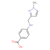 Chemical structure of 4-{[(1-methyl-1H-pyrazol-3-yl)methyl]amino}benzoic acid - CSSB00006008838