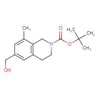 Chemical structure of tert-butyl 6-(hydroxymethyl)-8-methyl-1,2,3,4-tetrahydroisoquinoline-2-carboxylate - CSSB02495654920
