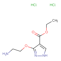 Chemical structure of ethyl 3-(2-aminoethoxy)-1H-pyrazole-4-carboxylate dihydrochloride - CSSB20539820885