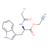 Chemical structure of cyanomethyl (2R)-2-(2-chloroacetamido)-3-(1H-indol-3-yl)propanoate - CSSB21103253297