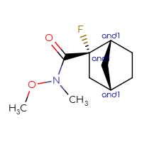 Chemical structure of rac-(1R,2S,4S)-2-fluoro-N-methoxy-N-methylbicyclo[2.2.1]heptane-2-carboxamide - CSSB21291563898