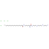 Chemical structure of N-[(5R)-5-amino-5-{[3-({4-[(3-aminopropyl)amino]butyl}amino)propyl]carbamoyl}pentyl]hexadecanamide tetrahydrochloride - CSSB00161189073
