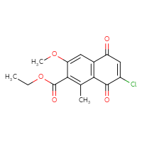 Chemical structure of ethyl 7-chloro-3-methoxy-1-methyl-5,8-dioxo-5,8-dihydronaphthalene-2-carboxylate - CSSB20504699419
