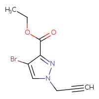 Chemical structure of ethyl 4-bromo-1-(prop-2-yn-1-yl)-1H-pyrazole-3-carboxylate - CSSB14948340403