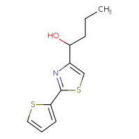 Chemical structure of 1-[2-(thiophen-2-yl)-1,3-thiazol-4-yl]butan-1-ol - CSSB21246421581