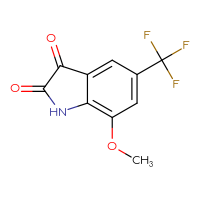 Chemical structure of 7-methoxy-5-(trifluoromethyl)-2,3-dihydro-1H-indole-2,3-dione - CSSB20577861013