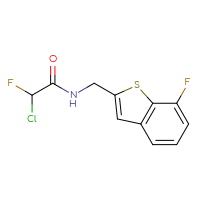 Chemical structure of 2-chloro-2-fluoro-N-[(7-fluoro-1-benzothiophen-2-yl)methyl]acetamide - CSSB21332118986