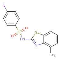 Chemical structure of 4-iodo-N-(4-methyl-1,3-benzothiazol-2-yl)benzene-1-sulfonamide - CSSB00026439025