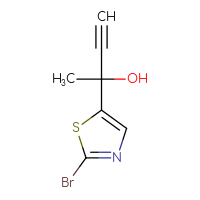 Chemical structure of 2-(2-bromo-1,3-thiazol-5-yl)but-3-yn-2-ol - CSSB20843577247