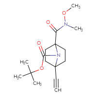 Chemical structure of tert-butyl 1-ethynyl-4-[methoxy(methyl)carbamoyl]-7-azabicyclo[2.2.1]heptane-7-carboxylate - CSSB21151591607