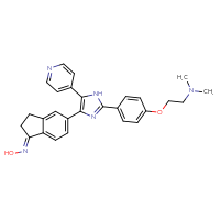 Chemical structure of [2-(4-{4-[(1E)-1-(hydroxyimino)-2,3-dihydro-1H-inden-5-yl]-5-(pyridin-4-yl)-1H-imidazol-2-yl}phenoxy)ethyl]dimethylamine - CSSB00016996050