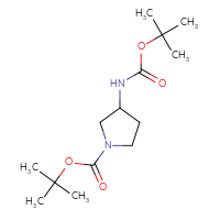 Chemical structure of tert-butyl 3-{[(tert-butoxy)carbonyl]amino}pyrrolidine-1-carboxylate - CSSB00000064945