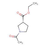 Chemical structure of ethyl (3R)-1-acetylpyrrolidine-3-carboxylate - CSSB00135533492