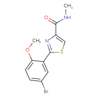 Chemical structure of 2-(5-bromo-2-methoxyphenyl)-N-methyl-1,3-thiazole-4-carboxamide - CSSB02008049908
