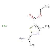 Chemical structure of ethyl 2-(1-aminoethyl)-4-methyl-1,3-thiazole-5-carboxylate hydrochloride - CSSB00160572378
