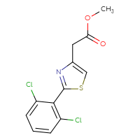 Chemical structure of methyl 2-[2-(2,6-dichlorophenyl)-1,3-thiazol-4-yl]acetate - CSSB00000381362