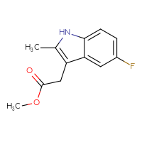 Chemical structure of methyl 2-(5-fluoro-2-methyl-1H-indol-3-yl)acetate - CSSB00000045099