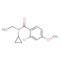 Chemical structure of 2-chloro-N-cyclopropyl-N-ethyl-4-methoxybenzamide - CSSB01998166518