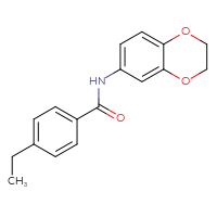 Chemical structure of N-(2,3-dihydro-1,4-benzodioxin-6-yl)-4-ethylbenzamide - CSSB00026295910