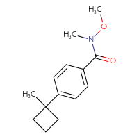 Chemical structure of N-methoxy-N-methyl-4-(1-methylcyclobutyl)benzamide - CSSB15033579699