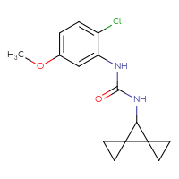Chemical structure of 1-(2-chloro-5-methoxyphenyl)-3-{dispiro[2.0.2⁴.1³]heptan-7-yl}urea - CSSB01225674480