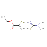 Chemical structure of ethyl 2-(pyrrolidin-1-yl)thieno[2,3-d][1,3]thiazole-5-carboxylate - CSSB00102548472