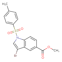 Chemical structure of methyl 3-bromo-1-(4-methylbenzenesulfonyl)-1H-indole-5-carboxylate - CSSB21332080057