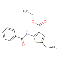 Chemical structure of ethyl 2-benzamido-5-ethylthiophene-3-carboxylate - CSSB00046263928