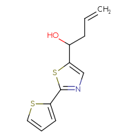 Chemical structure of 1-[2-(thiophen-2-yl)-1,3-thiazol-5-yl]but-3-en-1-ol - CSSB21246410997