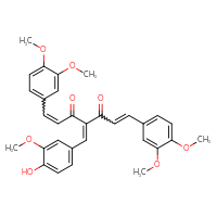 Chemical structure of 1,7-bis(3,4-dimethoxyphenyl)-4-[(4-hydroxy-3-methoxyphenyl)methylidene]hepta-1,6-diene-3,5-dione - CSSB03496540570