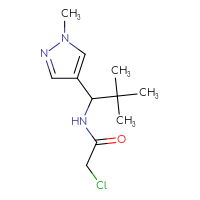 Chemical structure of 2-chloro-N-[2,2-dimethyl-1-(1-methyl-1H-pyrazol-4-yl)propyl]acetamide - CSSB01802182472