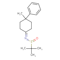 Chemical structure of (R)-2-methyl-N-(4-methyl-4-phenylcyclohexylidene)propane-2-sulfinamide - CSSB21332856985