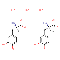 Chemical structure of bis((2S)-2-amino-3-(3,4-dihydroxyphenyl)-2-methylpropanoic acid) trihydrate - CSSB00020658673