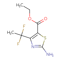 Chemical structure of ethyl 2-amino-4-(1,1-difluoroethyl)-1,3-thiazole-5-carboxylate - CSSB08322532081