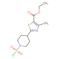 Chemical structure of ethyl 2-[1-(chlorosulfonyl)piperidin-4-yl]-4-methyl-1,3-thiazole-5-carboxylate - CSSB21224774537