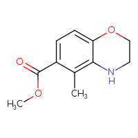 Chemical structure of methyl 5-methyl-3,4-dihydro-2H-1,4-benzoxazine-6-carboxylate - CSSB00021134237