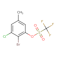 Chemical structure of 2-bromo-3-chloro-5-methylphenyl trifluoromethanesulfonate - CSSB20788285883
