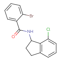 Chemical structure of 2-bromo-N-(7-chloro-2,3-dihydro-1H-inden-1-yl)benzamide - CSSB06326906936