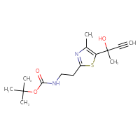 Chemical structure of tert-butyl N-{2-[5-(2-hydroxybut-3-yn-2-yl)-4-methyl-1,3-thiazol-2-yl]ethyl}carbamate - CSSB20843580911