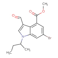 Chemical structure of methyl 6-bromo-1-(butan-2-yl)-3-formyl-1H-indole-4-carboxylate - CSSB00020625573