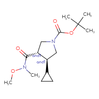 Chemical structure of rac-tert-butyl (3R,4R)-3-cyclopropyl-4-[methoxy(methyl)carbamoyl]pyrrolidine-1-carboxylate - CSSB09891062077