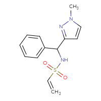 Chemical structure of N-[(1-methyl-1H-pyrazol-3-yl)(phenyl)methyl]ethene-1-sulfonamide - CSSB21332101802