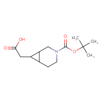 Chemical structure of 2-{3-[(tert-butoxy)carbonyl]-3-azabicyclo[4.1.0]heptan-7-yl}acetic acid - CSSB09881692214