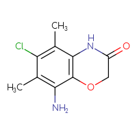Chemical structure of 8-amino-6-chloro-5,7-dimethyl-3,4-dihydro-2H-1,4-benzoxazin-3-one - CSSB00010108486