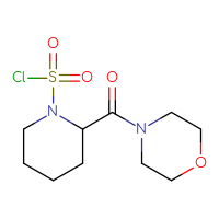 Chemical structure of 2-(morpholine-4-carbonyl)piperidine-1-sulfonyl chloride - CSSB21224772702