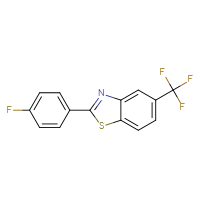 Chemical structure of 2-(4-fluorophenyl)-5-(trifluoromethyl)-1,3-benzothiazole - CSSB06446547680