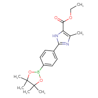 Chemical structure of ethyl 4-methyl-2-[4-(4,4,5,5-tetramethyl-1,3,2-dioxaborolan-2-yl)phenyl]-1H-imidazole-5-carboxylate - CSSB02516459730
