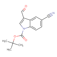 Chemical structure of tert-butyl 5-cyano-3-formyl-1H-indole-1-carboxylate - CSSB00010163169