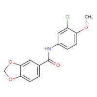 Chemical structure of N-(3-chloro-4-methoxyphenyl)-2H-1,3-benzodioxole-5-carboxamide - CSSB00027974326